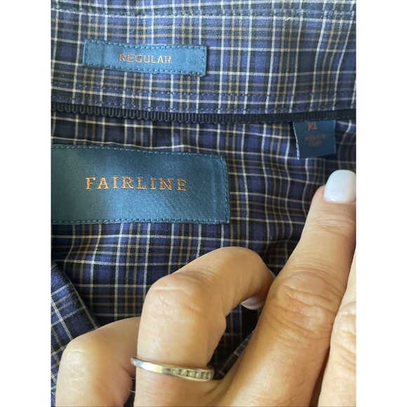 Fairline Stitch Fix Men's Long Sleeve Blue Check Button Down Shirt XL - Picture 5 of 6